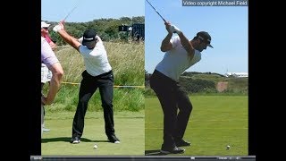 Jon Rahm golf swing  Long Iron faceon amp downtheline July 2017 [upl. by Vanny]