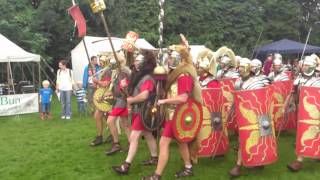 Roman Reenactment at the Amphitheatre in Caerleon Marching In [upl. by Laniger930]