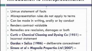 Misrepresentation Lecture 1 of 4 [upl. by Franek247]